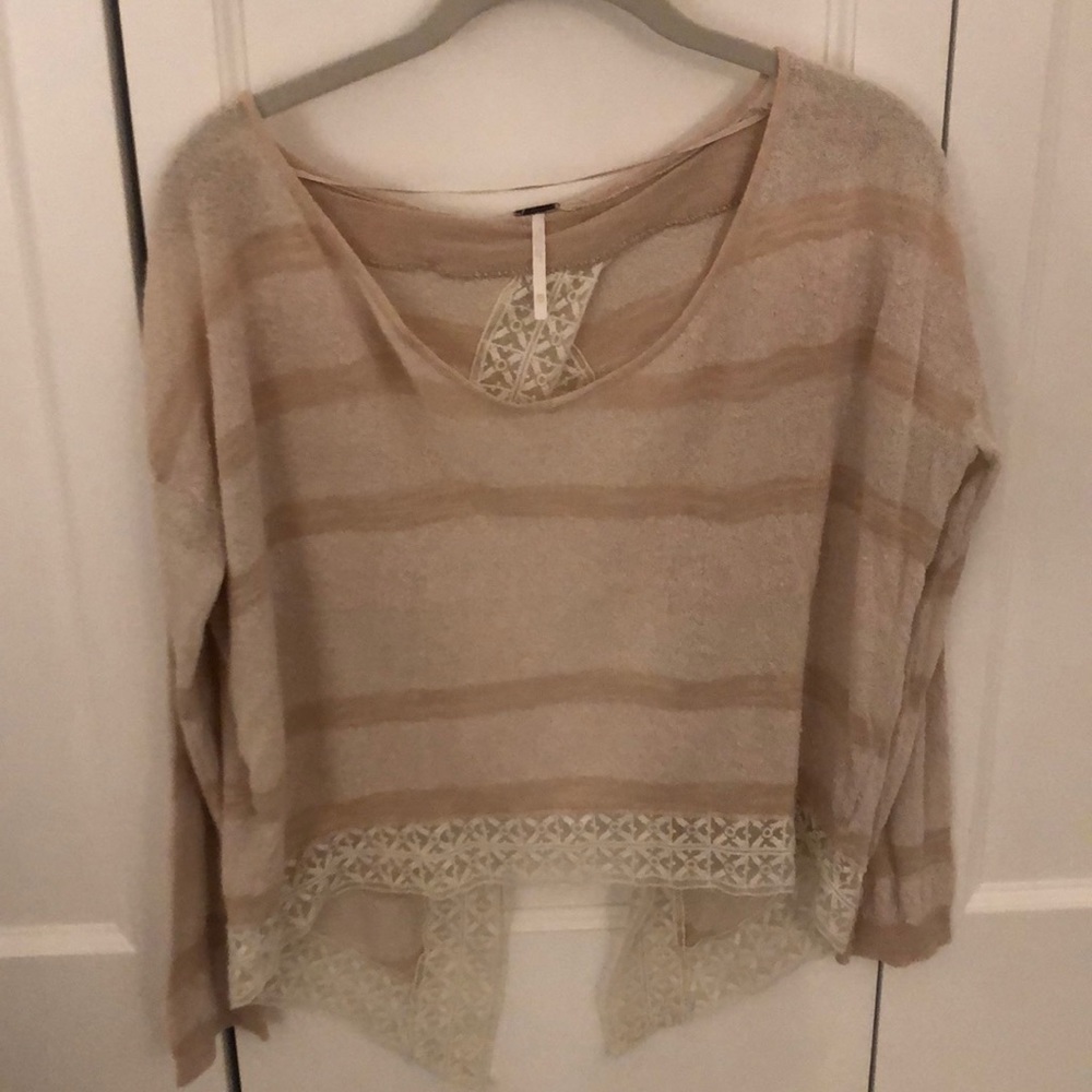 Free People Striped and Lace Sweater